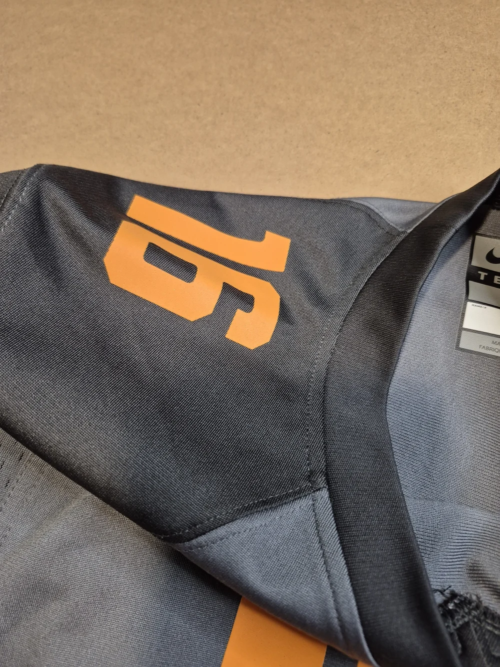 Nike Kids' Gray Football Jersey with Orange Number 16